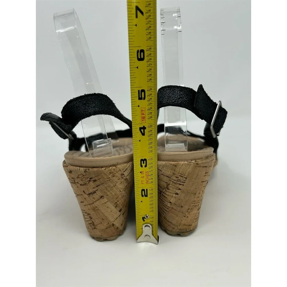 Crocs A-Leigh Womens Black Slingback Wedge Sandals Peep Toe Crisscross Size 7
